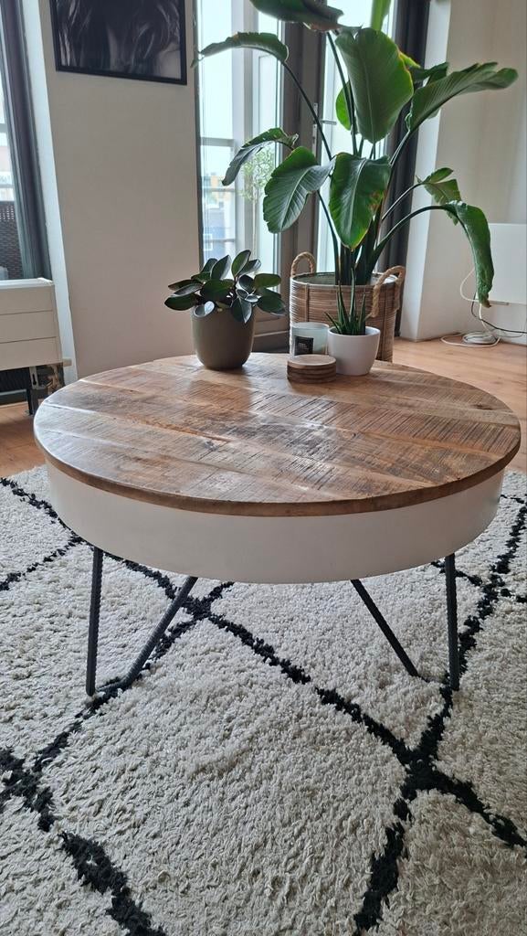 Ronde salontafel van mangohout - Ø 80 cm, Huis en Inrichting, Tafels | Salontafels, Ophalen, 50 tot 100 cm, Rond, 50 tot 100 cm