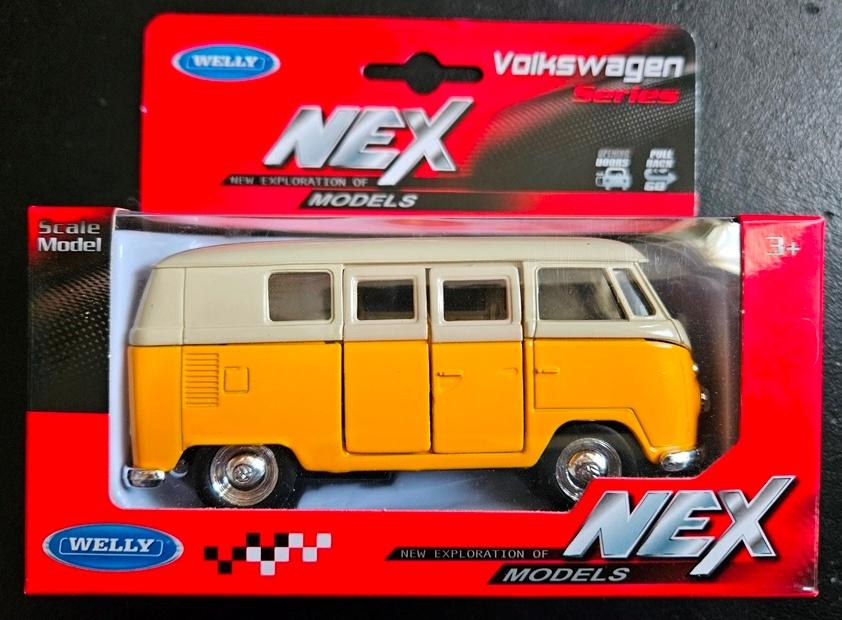 Welly VW volkswagen T1 transporter bus klapdeuren geelwit, Ophalen of Verzenden, Nieuw, Bus of Vrachtwagen