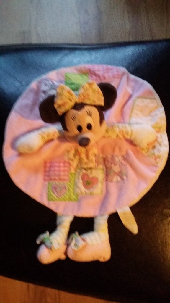 Disney mini Muis rond doekje roze met bungel benen en strik, Muis, Disney, Disney, Ophalen of Verzenden