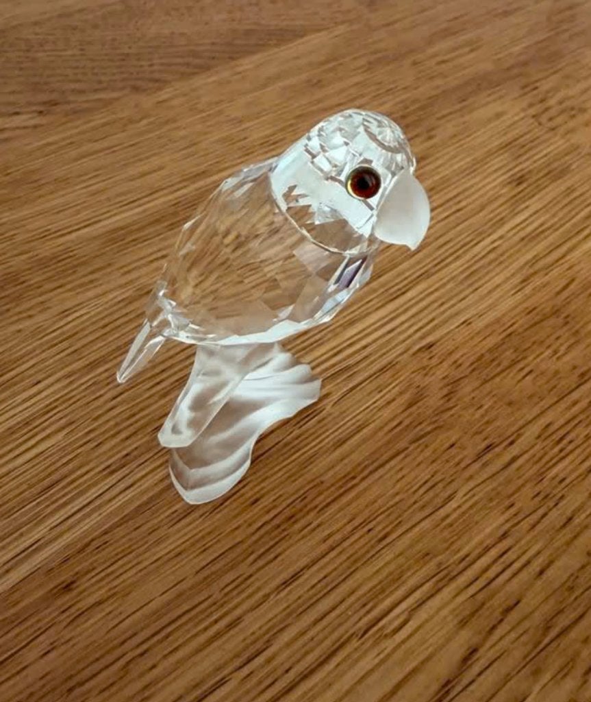Origineel Swarovski Kristal – Papegaai op Stam, Verzamelen, Ophalen of Verzenden, Zo goed als nieuw, Figuurtje