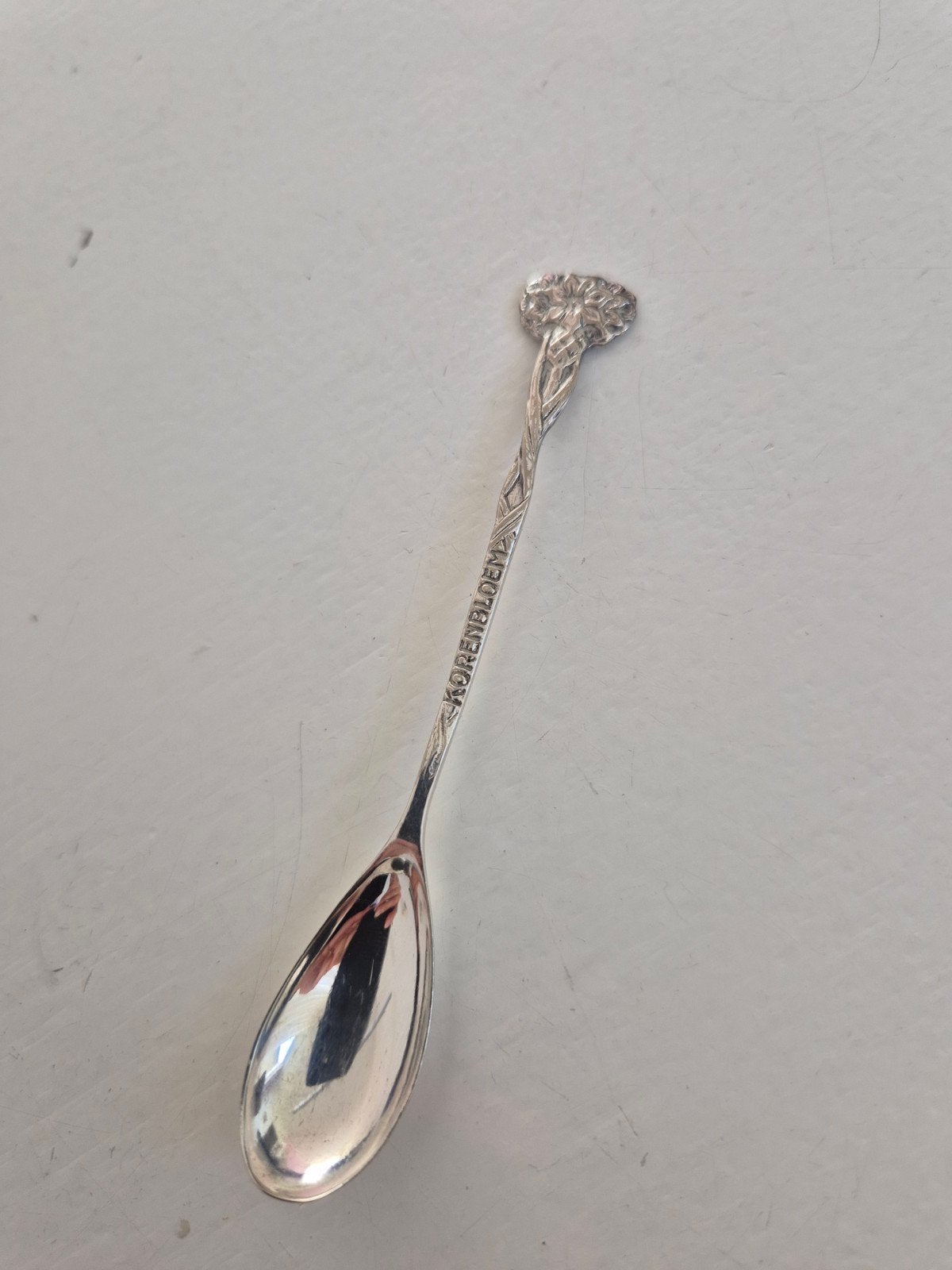 Oud theelepeltje Korenbloem H.Hooijkaas 90, Ophalen of Verzenden