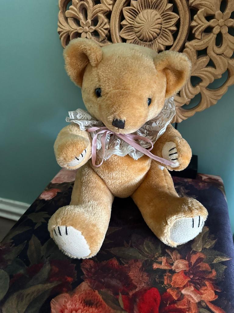 Unieke Meander Teddybeer uit 1930-1950 - Nieuwstaat, Verzamelen, Ophalen of Verzenden, Zo goed als nieuw, Stoffen beer, Overige merken