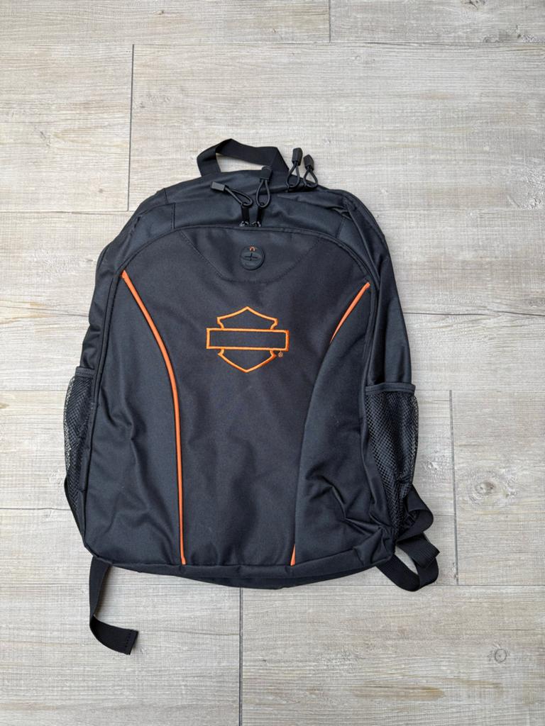 Harley Davidson Rugzak - Zwart met Oranje Logo, 25 tot 40 cm, Zo goed als nieuw, Ophalen, Overige merken