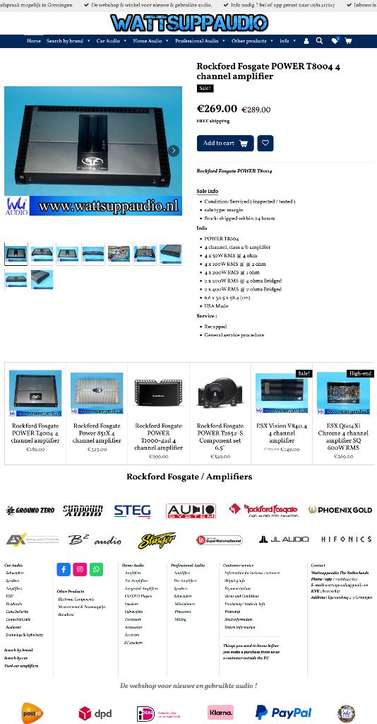 Rockford Fosgate POWER T8004 4 kanaals versterker, Auto diversen, Autospeakers, Gebruikt, Audio Design, Am Breilingsweg 3, 76709 Kronau, Duitsland