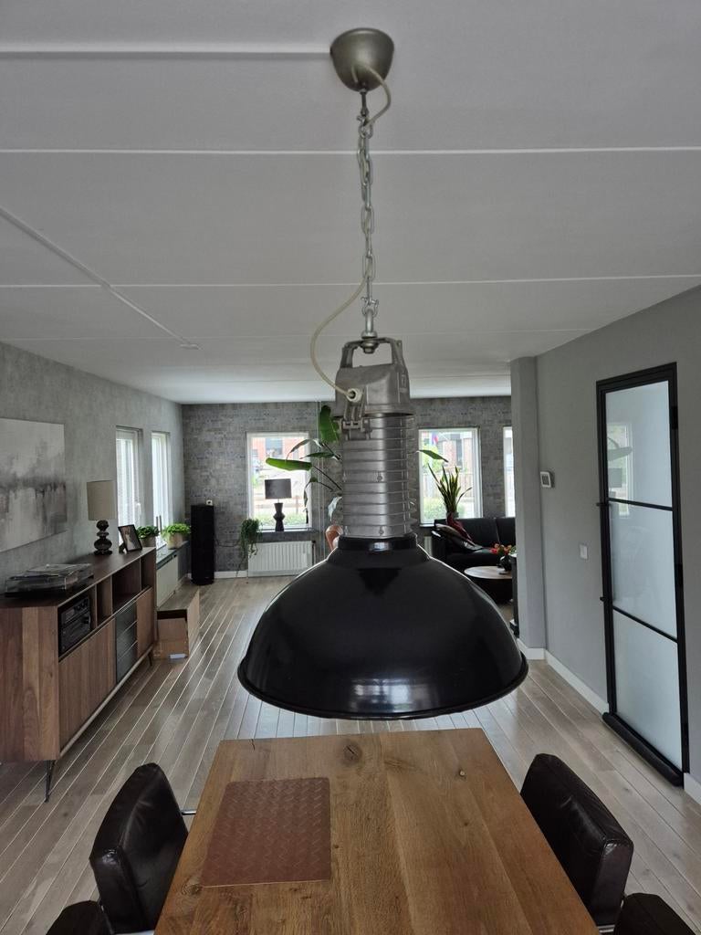 Industriële hanglamp - Zwart emaille, Ophalen of Verzenden