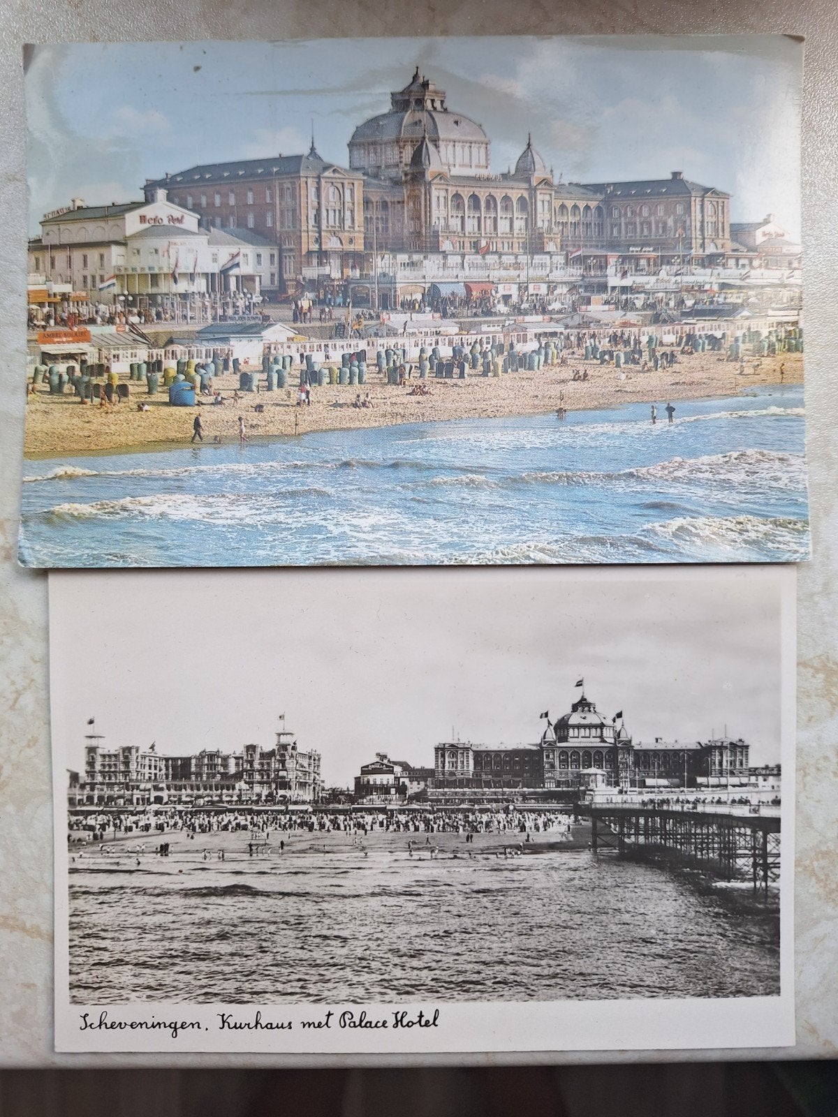 Oude ansichtkaarten Scheveningen: Kurhaus en strand, Ophalen of Verzenden, 1960 tot 1980, Gelopen, Zuid-Holland