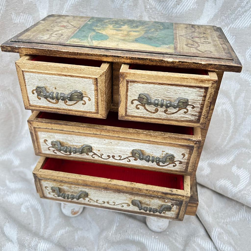 Antiek Florentijns kastje met muziekdoos  21 x 21 x 12 cm, Antiek en Kunst, Curiosa en Brocante, Ophalen of Verzenden