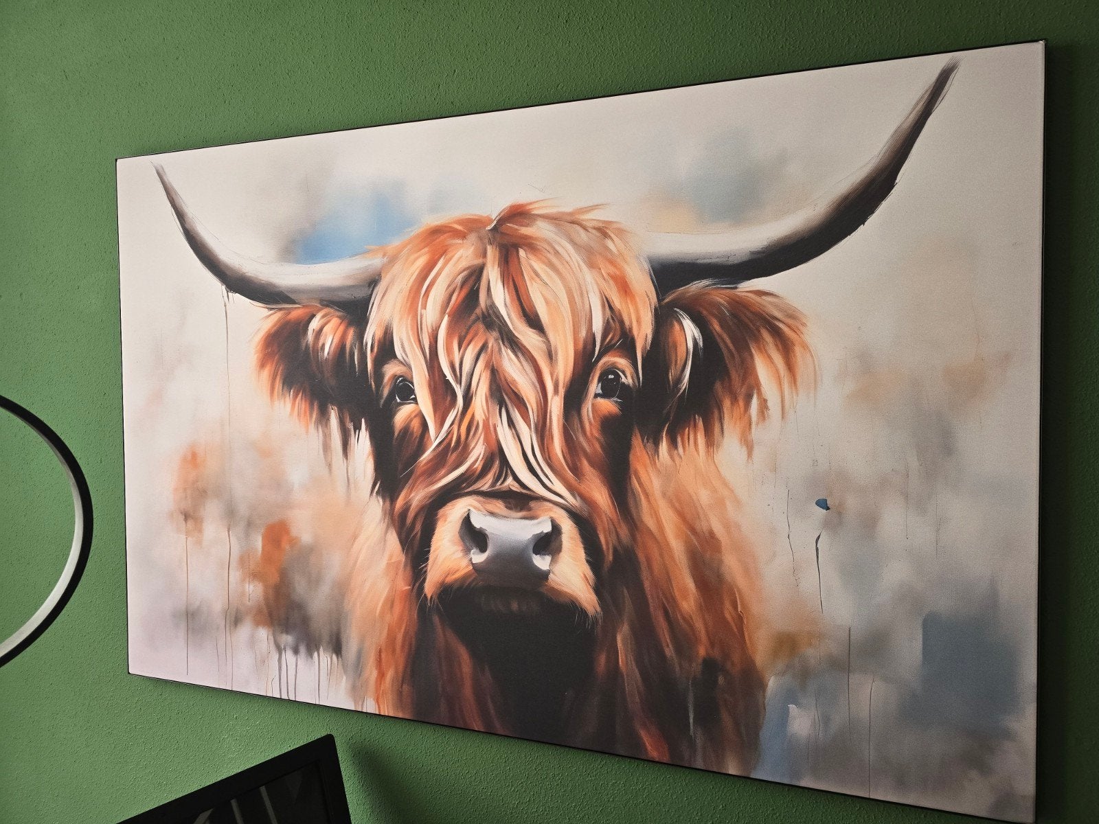 Groot Schilderij Schotse Hooglander - VT Wonen Stijl, Antiek en Kunst, Ophalen