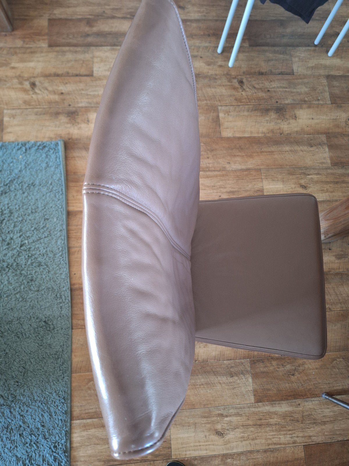 6x Bruine leren eetkamerstoel met metalen poten, Huis en Inrichting, Stoelen, Ophalen, Gebruikt, Bruin, Modern