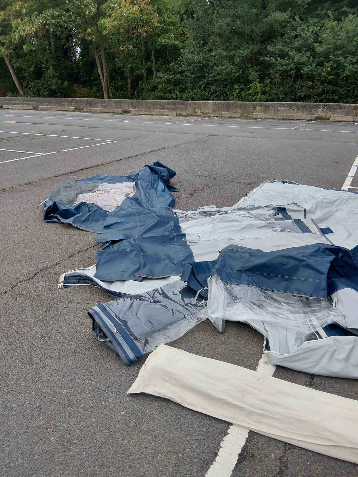 Voortent voor caravan - Blauw/Grijs, Caravans en Kamperen, Caravan accessoires, Ophalen of Verzenden, Gebruikt