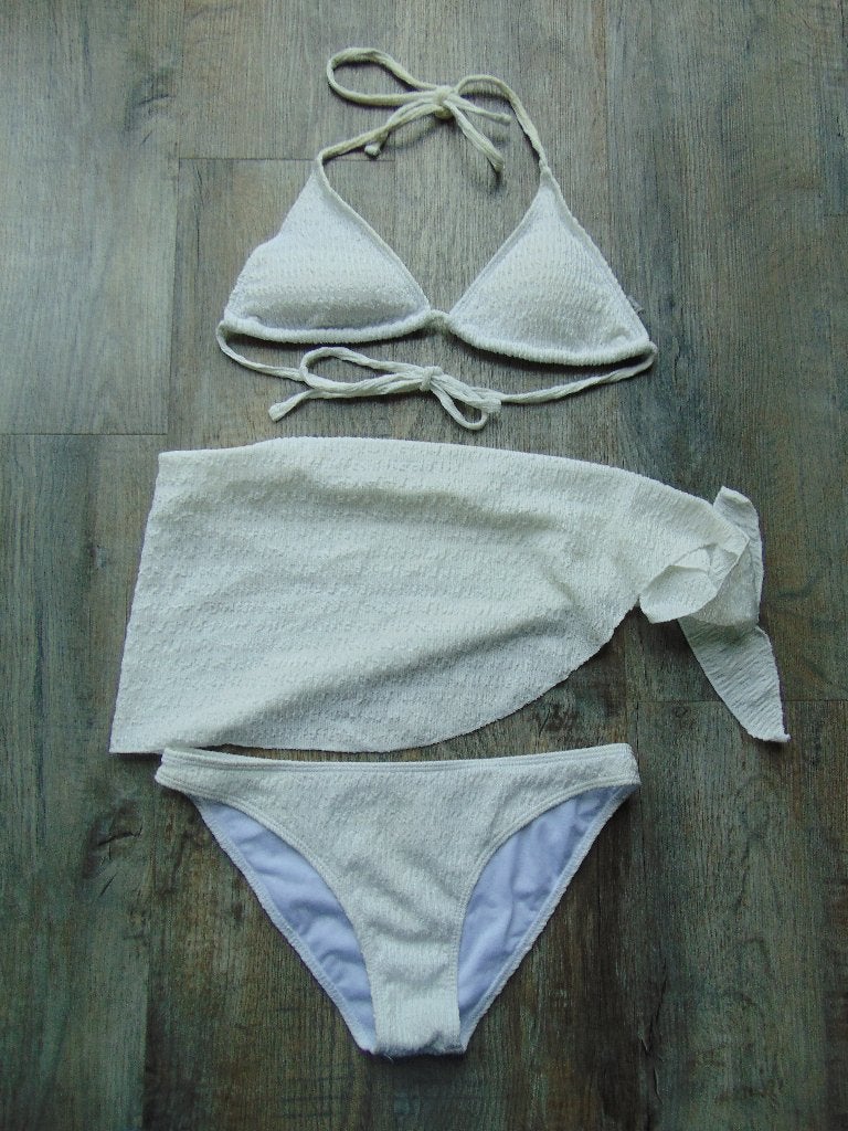 Bikini setje 3-delig ecru maat L, Ophalen of Verzenden, Zo goed als nieuw, Wit, Bikini