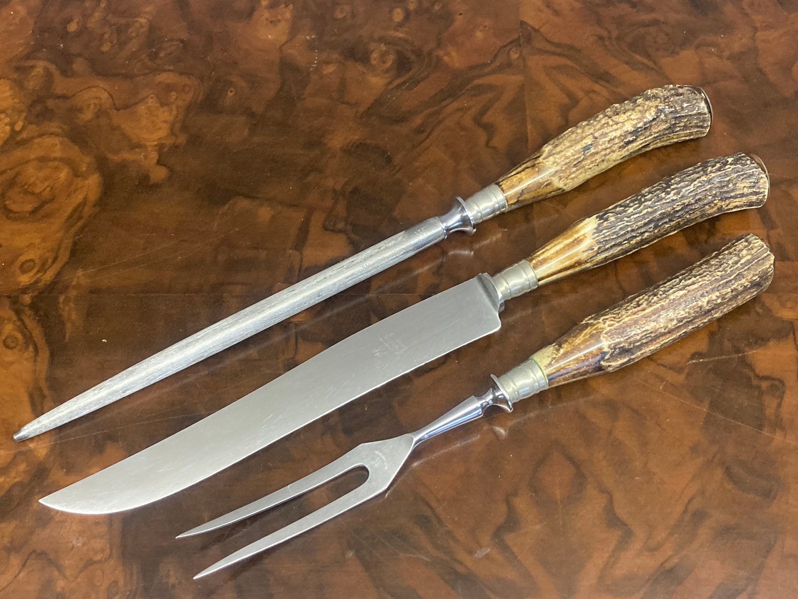 Vintage Friodur Zwilling Solingen wildbestek hertshoorn, Ophalen of Verzenden, Gebruikt