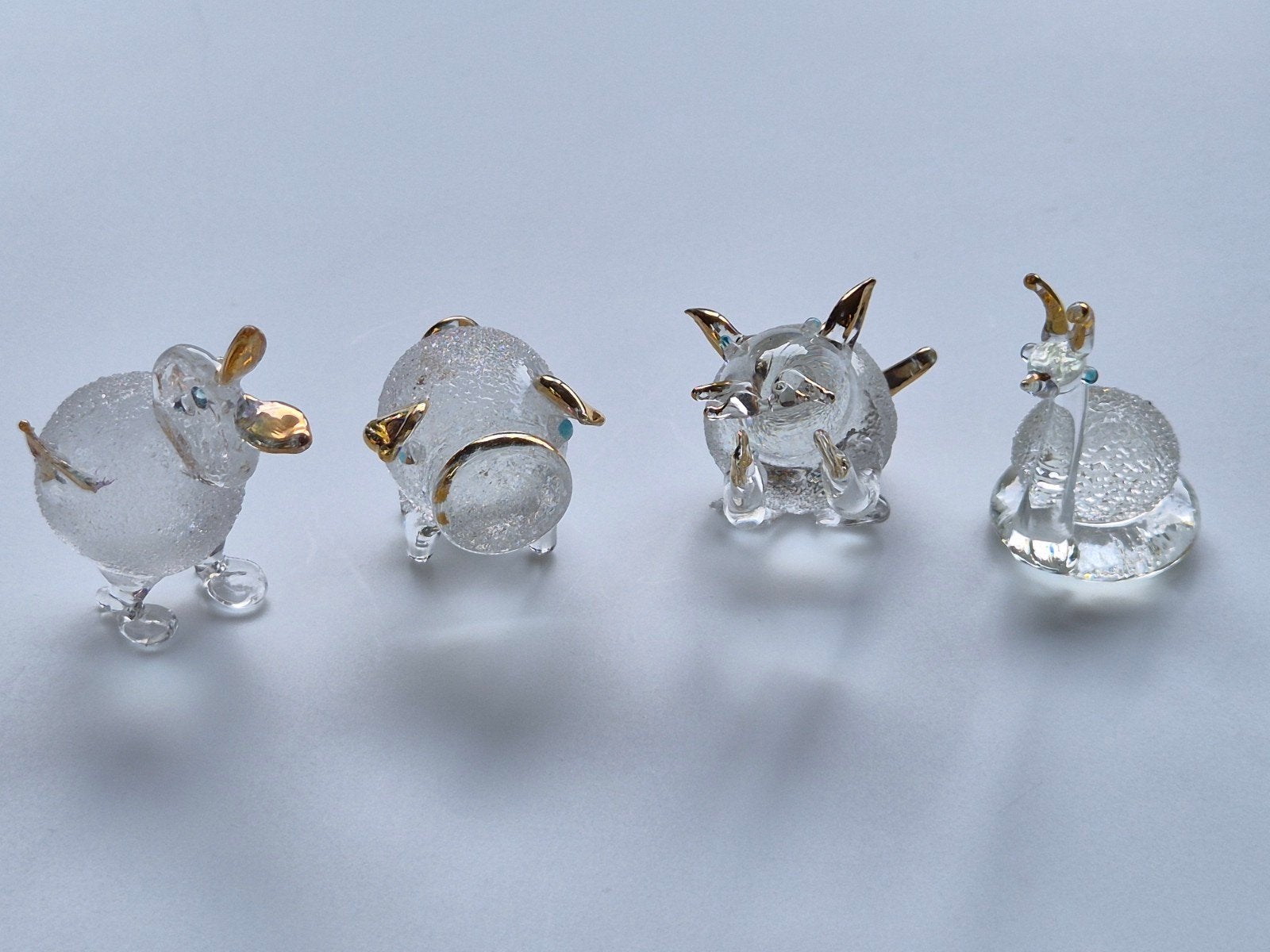 ​Set van 4 vintage glazen miniatuur figuurtjes, Ophalen of Verzenden, Zo goed als nieuw