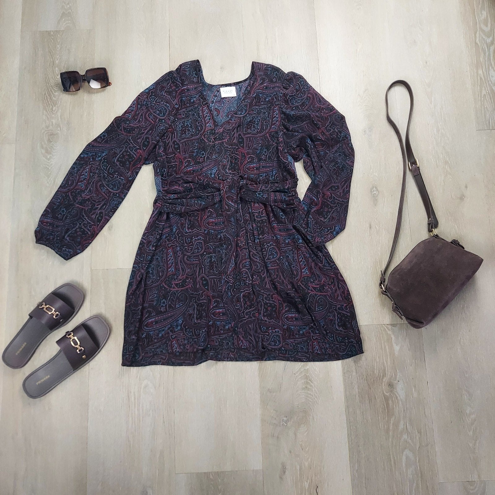 Sissel Edelbo Upcycled Sari Jurk Burgundy Bohemian  One Size, Maat 38/40 (M), Verzenden, Sissel Edelbo, Zo goed als nieuw