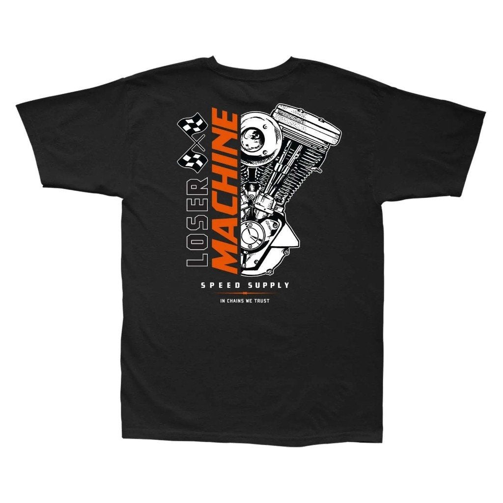 Loser machine harley evo overdrive heavyweight t-shirt black, LOSER MACHINE, Info@workingclassrebel.com, Zwart, Nieuw