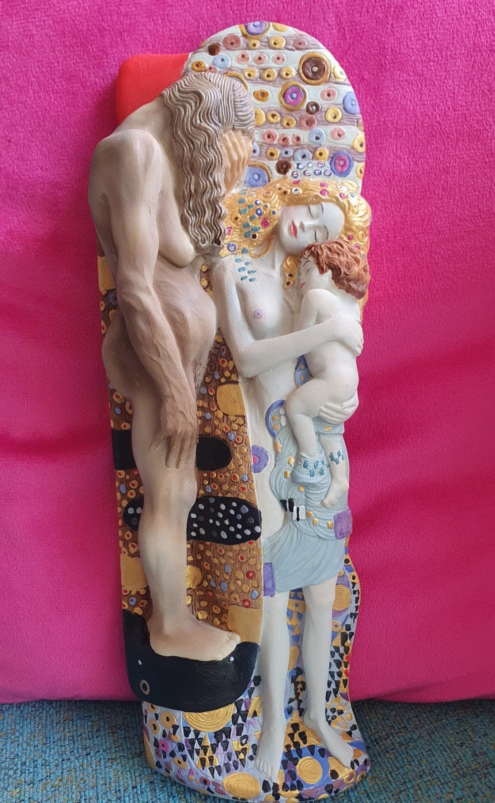 Gustav Klimt 'De Drie Tijdperken van de Vrouw' beeld, Groep mensen, Ophalen of Verzenden, Handgemaakt, 20 - 50 cm