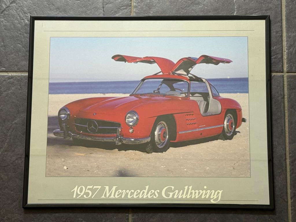 Mercedes 1957 Gullwing lijst poster miniatuur, Ophalen, Zo goed als nieuw, A1 t/m A3, Film en Tv