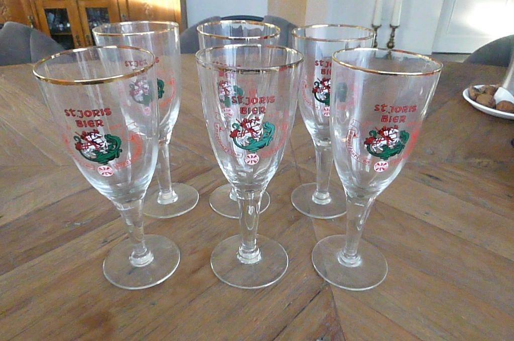 6 Sint Joris bierglazen, Ophalen of Verzenden, Gebruikt, Bierglas