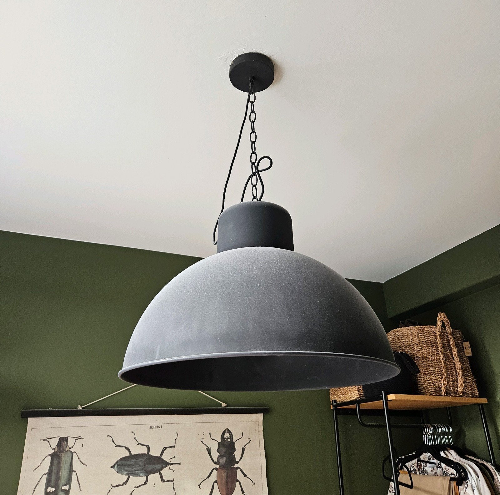 Grote industriële hanglamp, mat zwart, Ophalen, Gebruikt, E27 (groot), Metaal