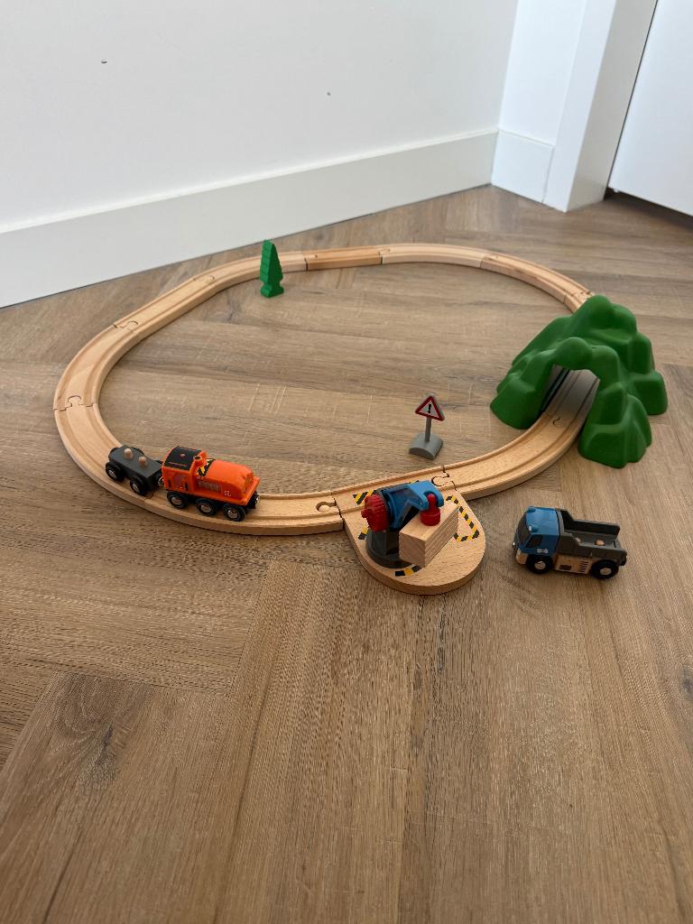 ZGAN Brio houten trein lift & load kraan berg set 33878 loco, Ophalen of Verzenden, Zo goed als nieuw