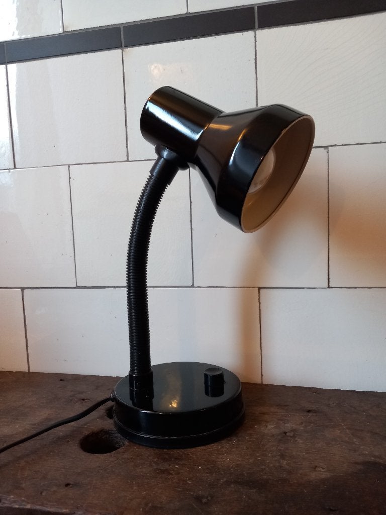 vintage bureau lamp zwart flexibele slang space age jaren 80, Zwart, Ophalen of Verzenden, Vintage