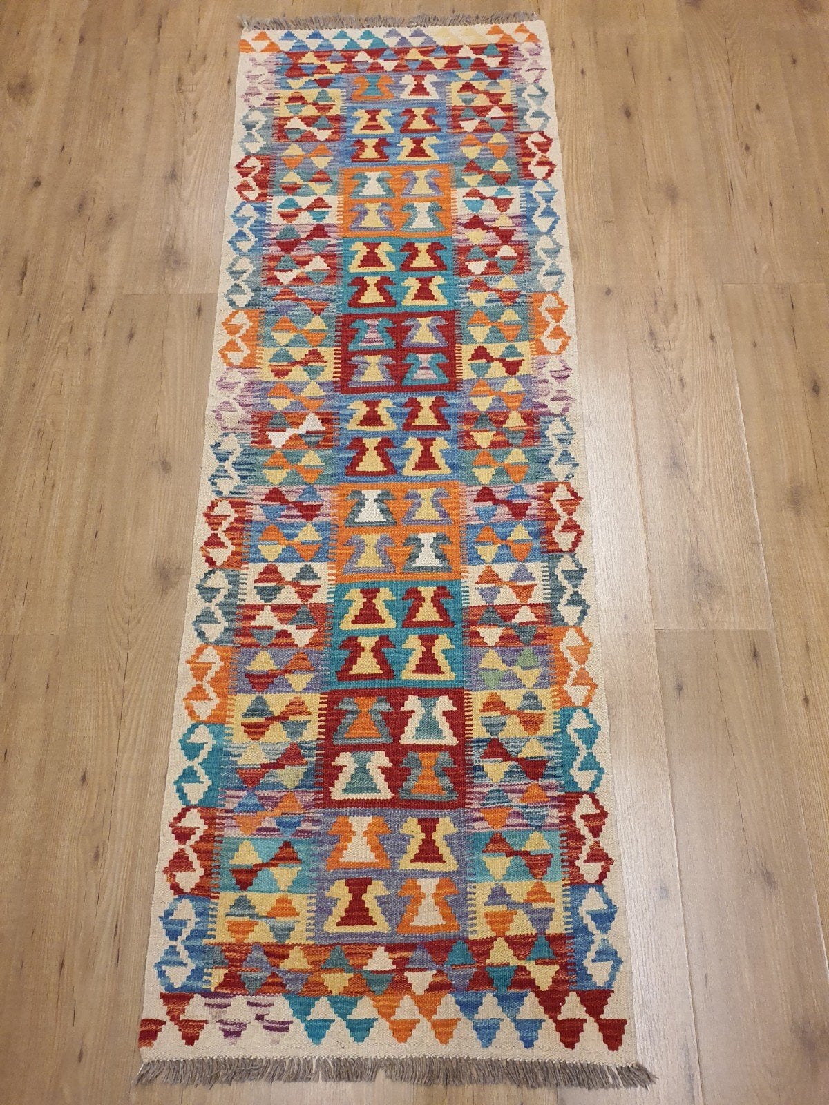 Prachtige handgeweven oosterse kelim loper 202x68, Info@SlatsAntiek.nl, Vof Slats Antiek, Rechthoekig, Herenstraat 31 leiden