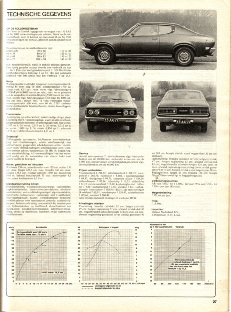Autovisie test Datsun 180 B SSS April 1974, Ophalen of Verzenden, Gelezen, Overige merken