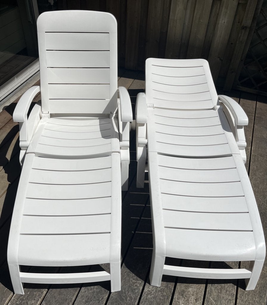 Luxe Grosfillex sun lounger ligstoel, Tuin en Terras, Ligbedden, Ophalen, Zo goed als nieuw, Kunststof, Verstelbaar