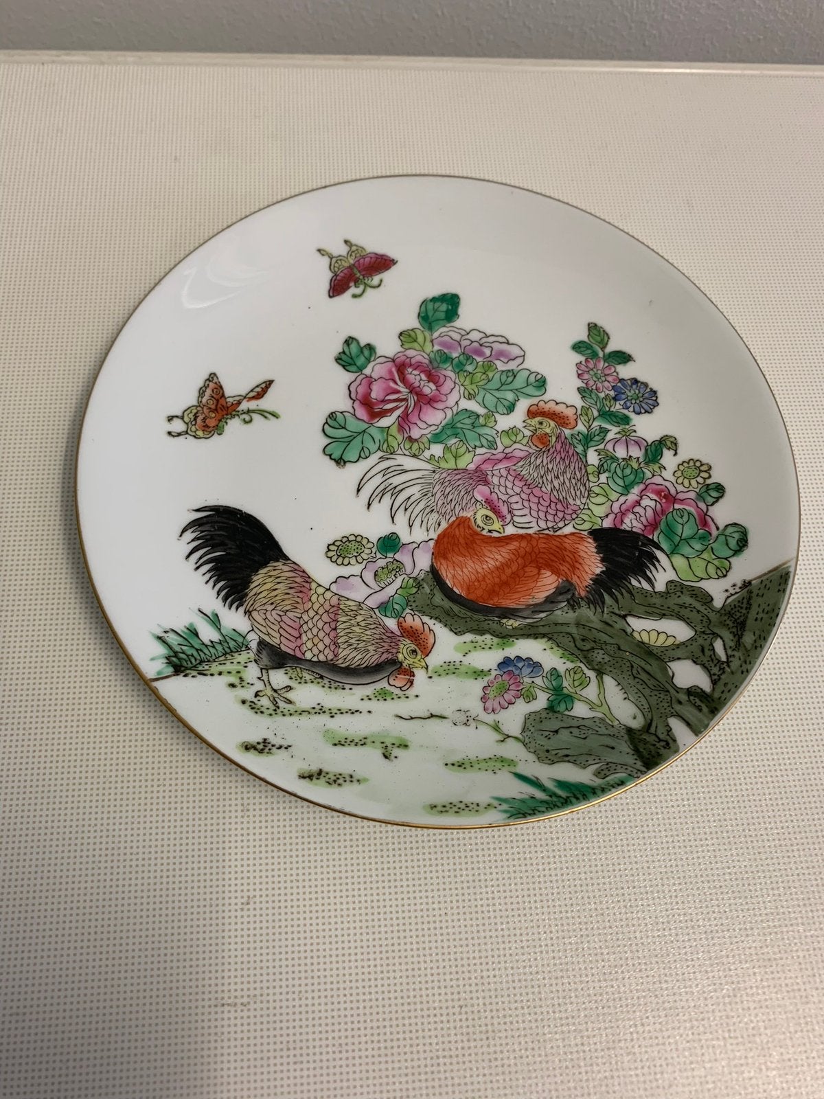 Chinees bordje haan uit Macao 1981 collectors item 18cm, Ophalen of Verzenden