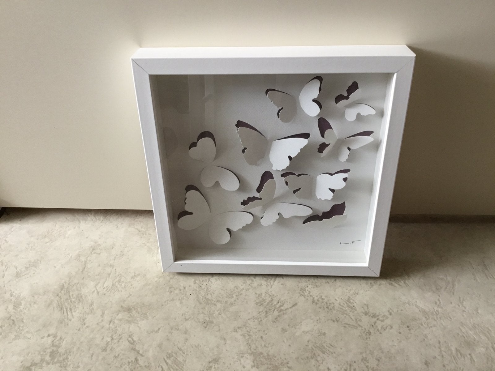 Wit IKEA schilderij met witte vlinders, Ophalen of Verzenden, Zo goed als nieuw, Hout