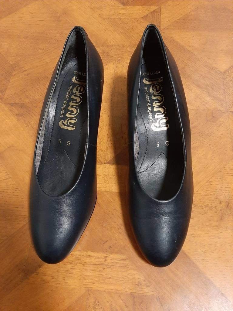 Jenny leren pumps maat 5 G ( maat 38 G ) donkerblauw, Pumps, Blauw, Ophalen of Verzenden, Zo goed als nieuw