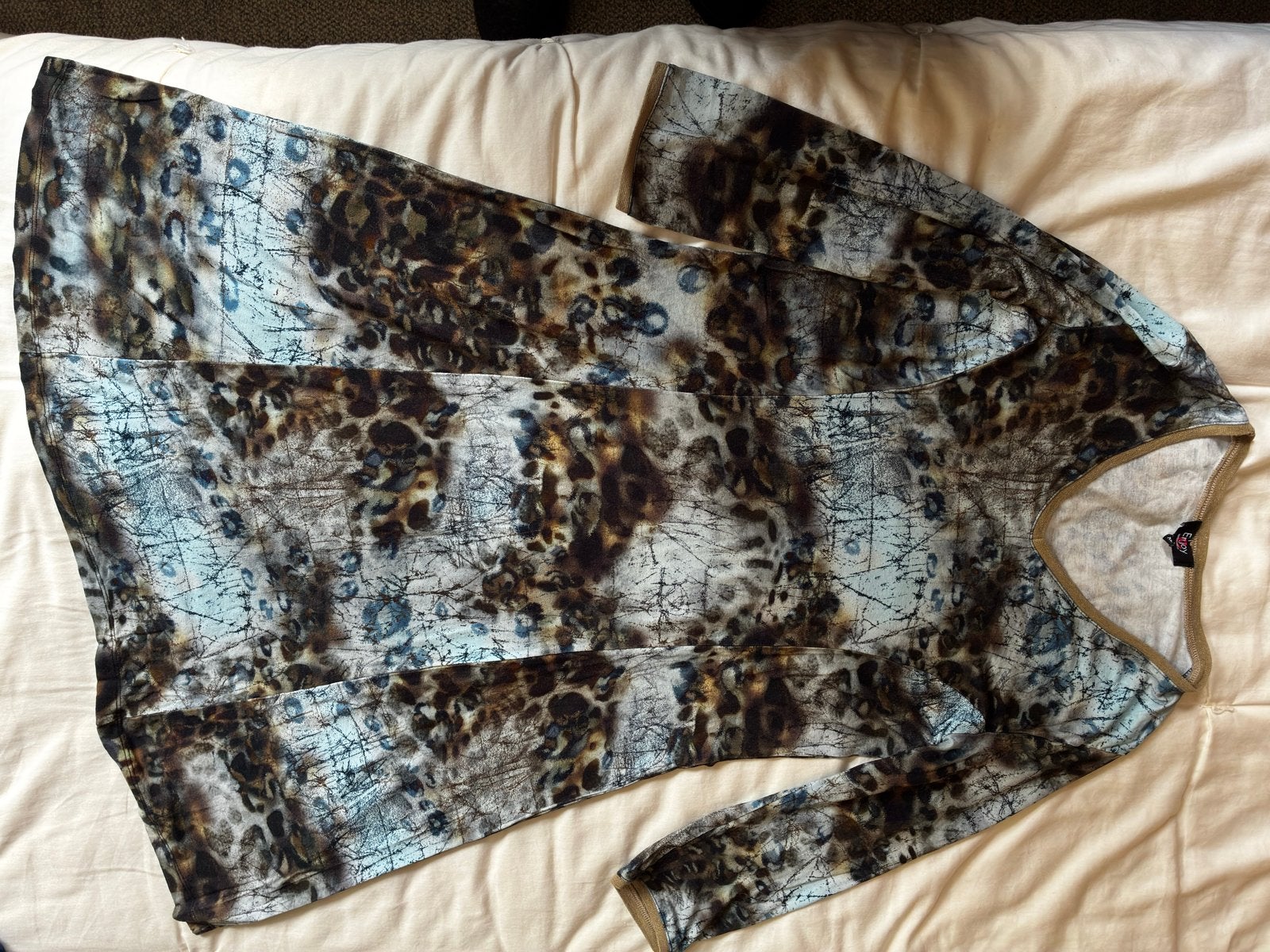 Jurk met dierenprint en blauwe accenten maat xl, Meerkleurig, Maat 46/48 (XL) of groter, Ophalen of Verzenden, Knielengte