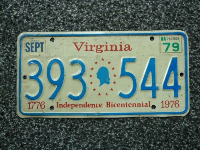 Kentekenplaat licenseplate Virginia Independance Bicentenn., Verzenden, Gebruikt, Auto's