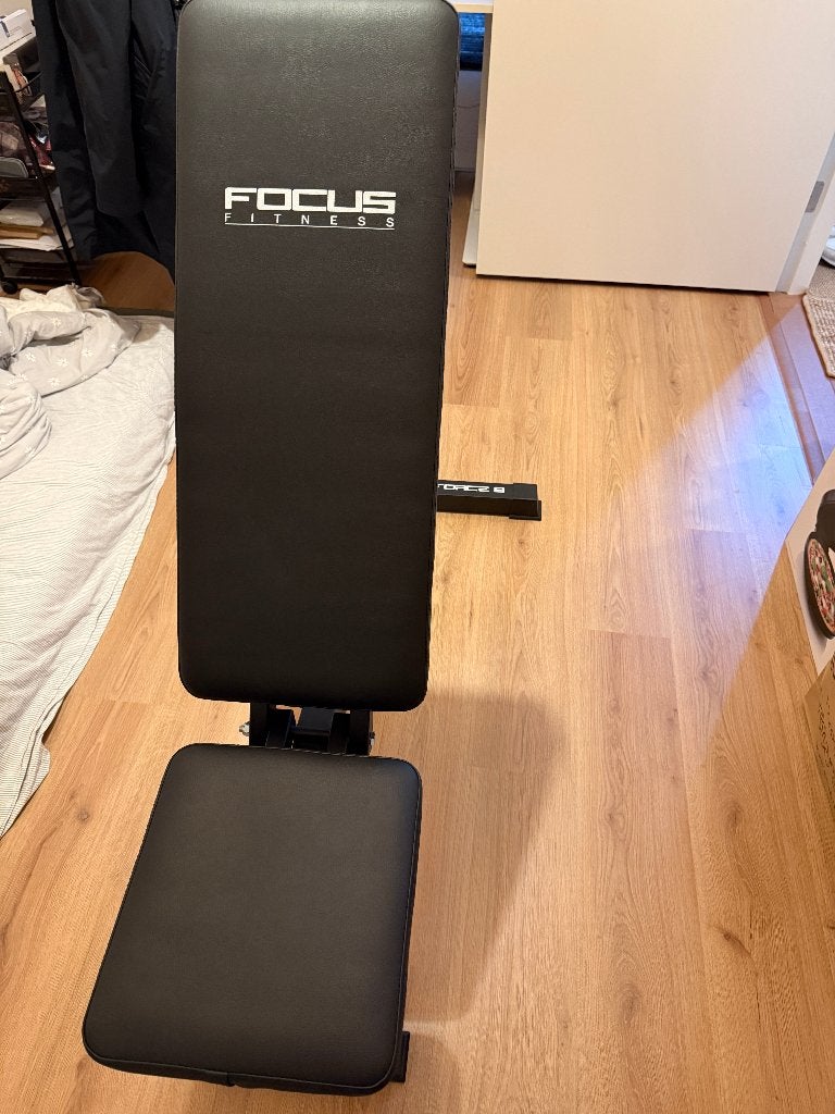Trainingsbank - Focus Fitness Force 8 + dumbbellset 28 kg, Ophalen, Zo goed als nieuw, Benen, Fitnessbank