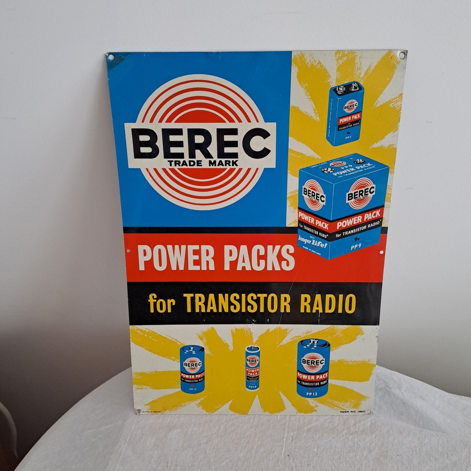 Berec batterijen blikken bord, Ophalen of Verzenden, Reclamebord