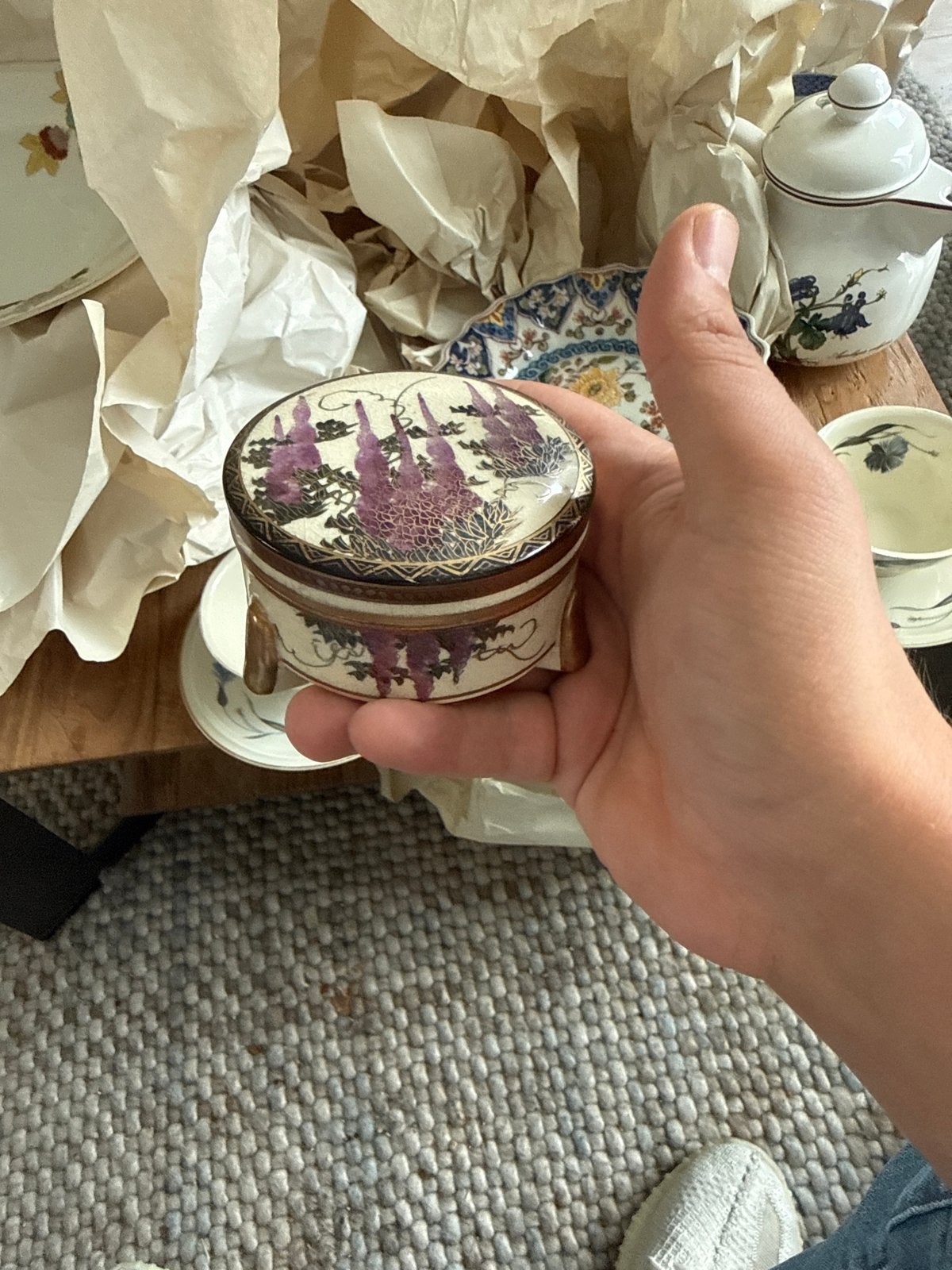 Vintage Japans sieradendoosje met bloemmotief, Ophalen