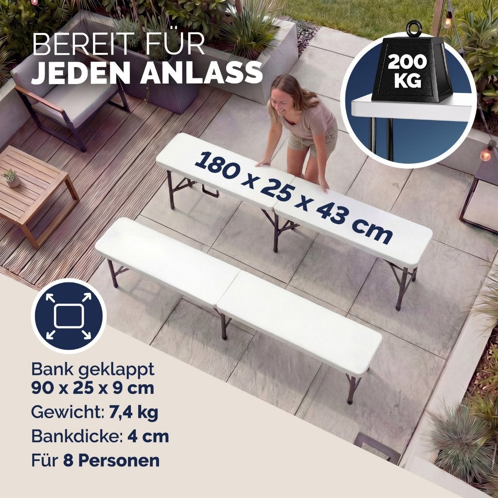 2x Bierbank picknickbank wit kunststof GRATIS BEZORGD!, Verzenden, Nieuw, Nvt, Nvt