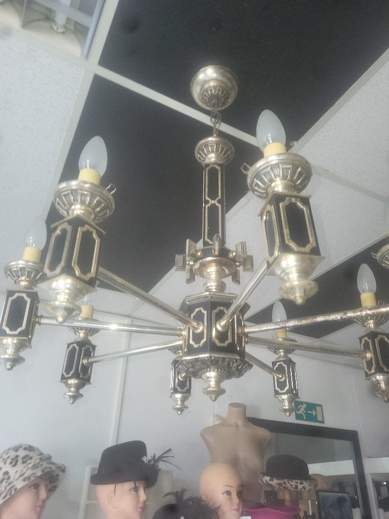Antieke verzilverde hanglamp, Antiek en Kunst, Ophalen of Verzenden