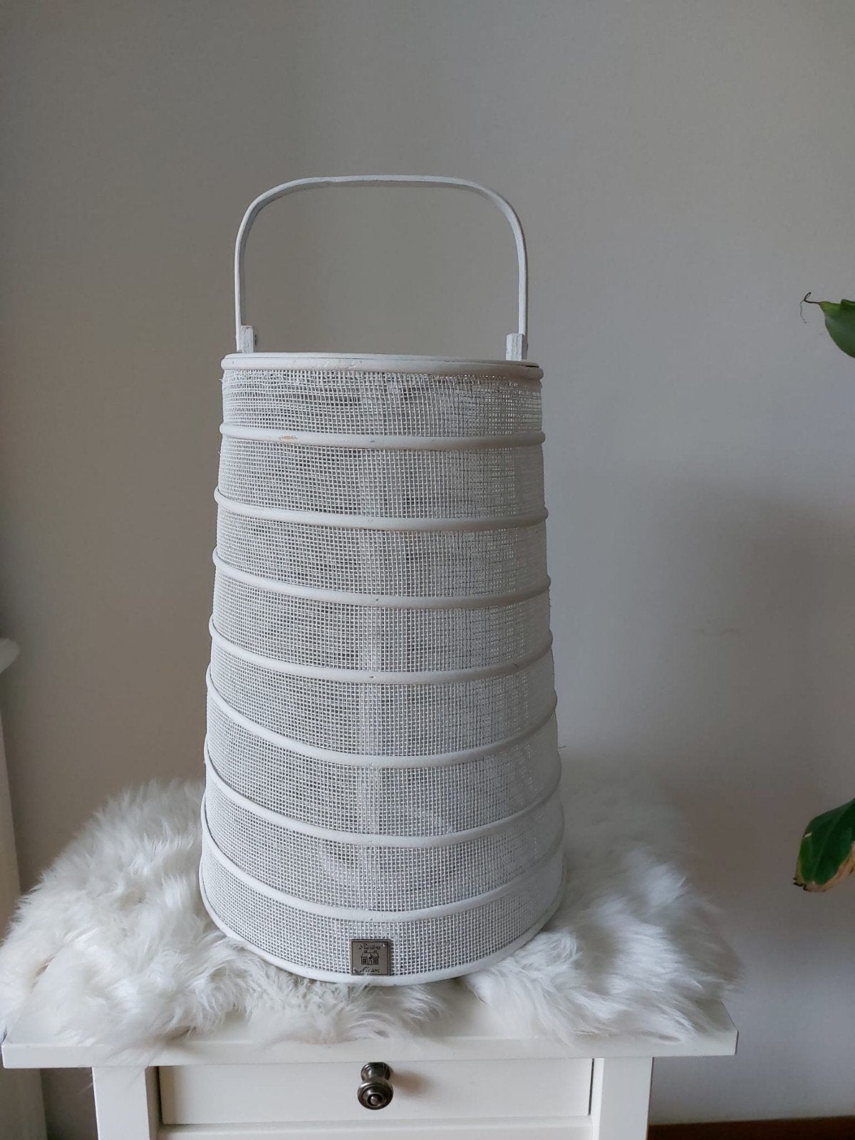 Mooi groot windlicht Riviera Maison. 50 cm hoog. Zgan!, Ophalen of Verzenden, Zo goed als nieuw, Wit, Overige materialen