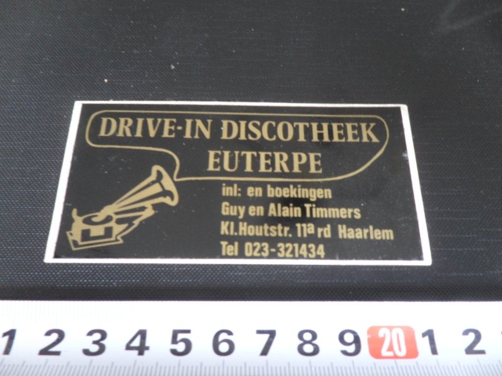 sticker haarlem drive-in discotheek EUTERPE g en a timmers, Ophalen of Verzenden, Zo goed als nieuw
