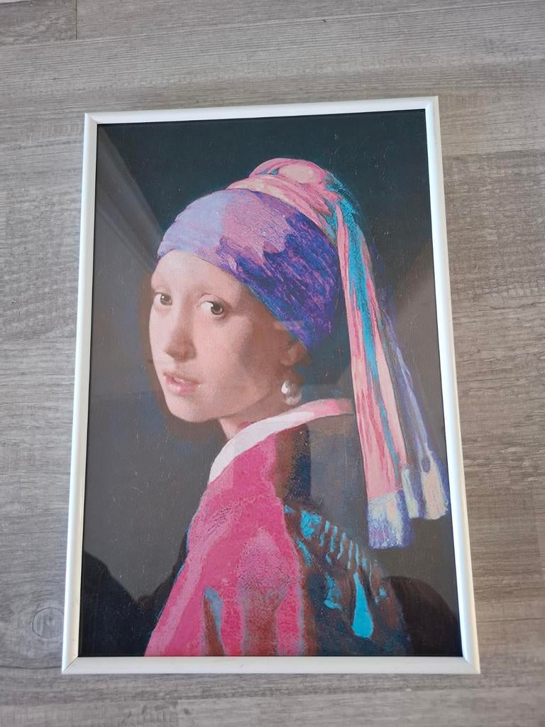 Poster in witte lijst: Meisje met de parel, Ophalen of Verzenden