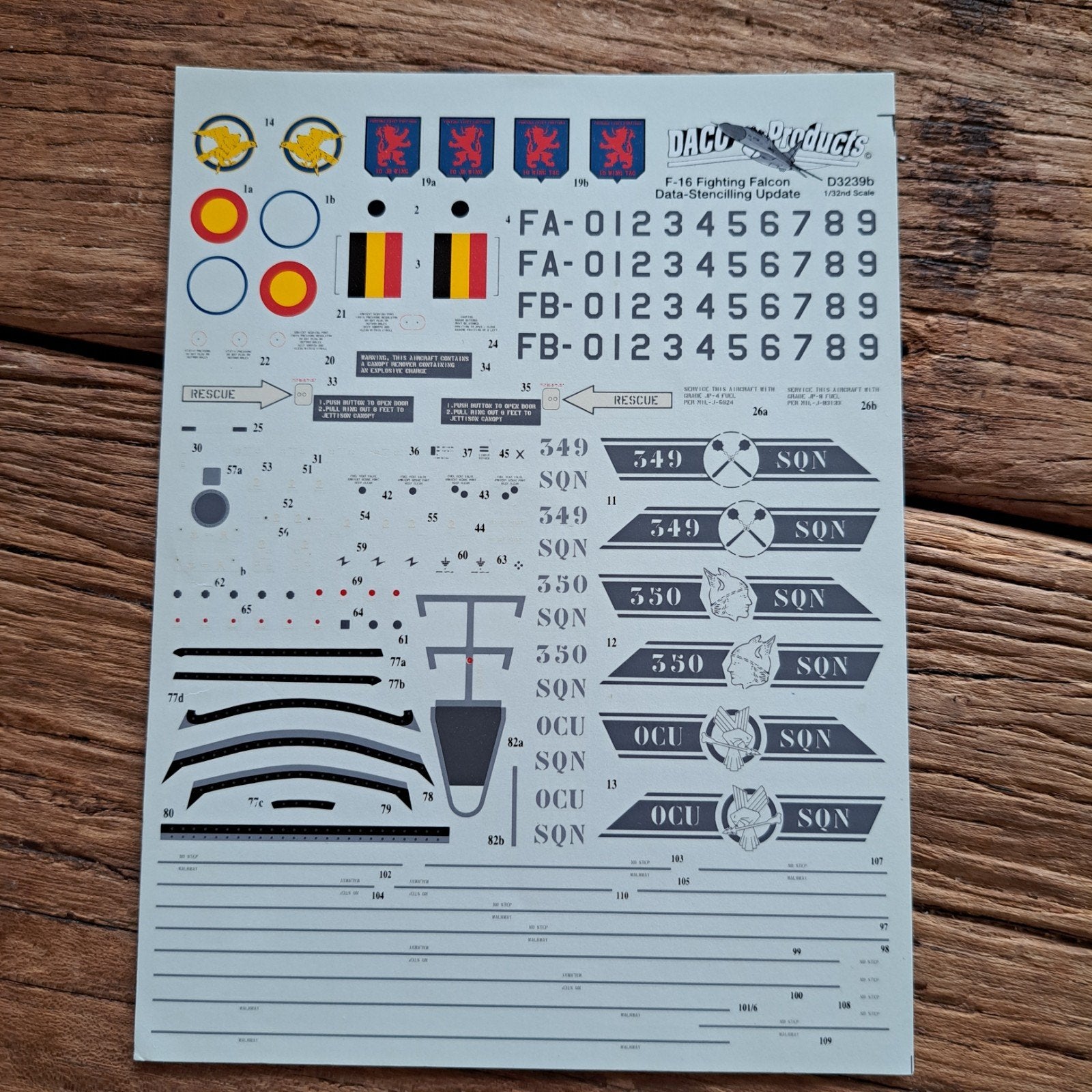 DACO Products F-16 Fighting Falcon Decals (D3239b), Ophalen of Verzenden, Nieuw