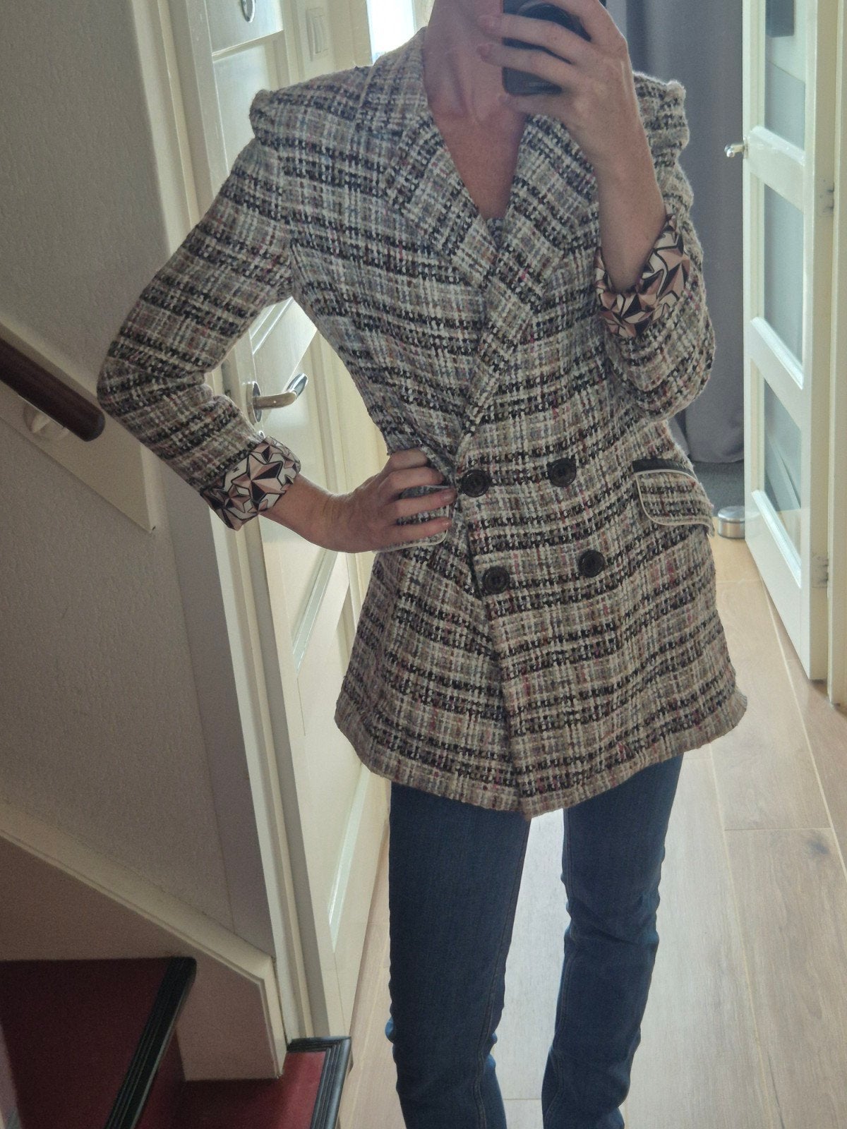 Elisabetta Franchi Tweed Blazer - Stijlvol en Chic, Maat 38/40 (M), Ophalen of Verzenden, Zo goed als nieuw, Jasje