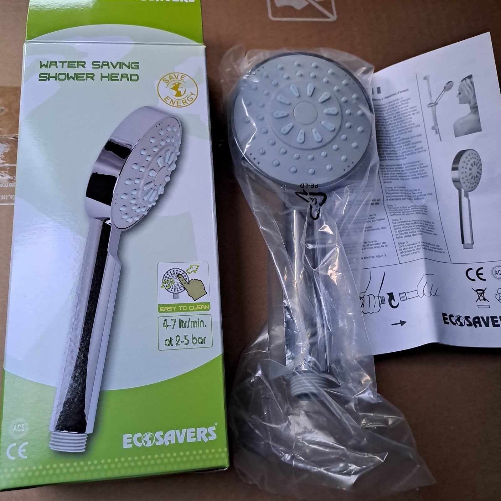 ECOSAVERS Waterbesparende Douchekop - Nieuw in doos, Doe-het-zelf en Verbouw, Sanitair, Ophalen of Verzenden, Nieuw, Chroom, Douche