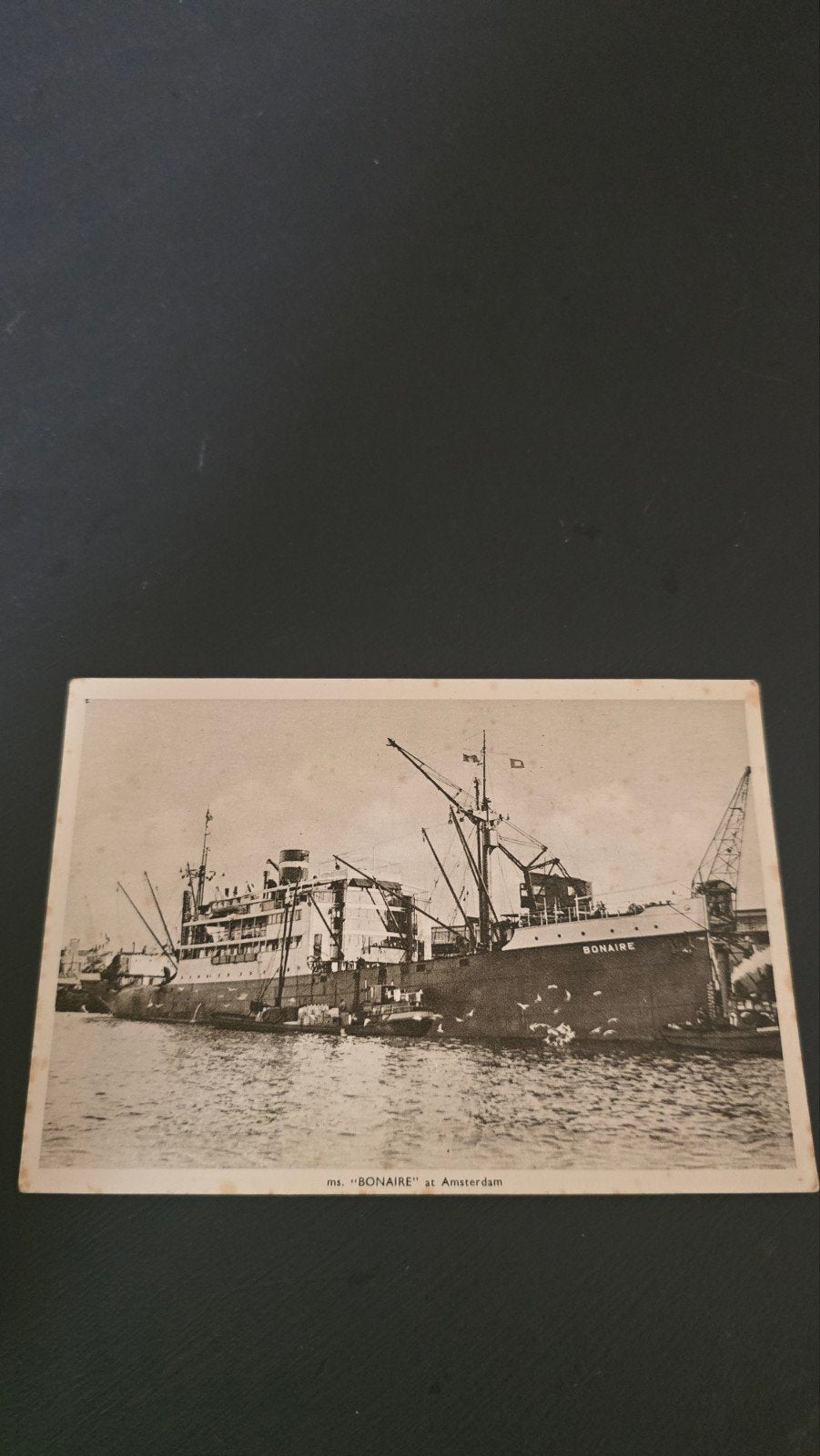 Oude ansichtkaart ms. "BONAIRE" te Amsterdam KNSM, Verzamelen, Scheepvaart, Ophalen of Verzenden
