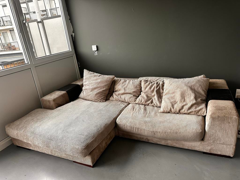 Loods 5 L-vormige bank met IKEA houders en kussens, Ophalen, 250 tot 300 cm, Gebruikt, 100 tot 125 cm