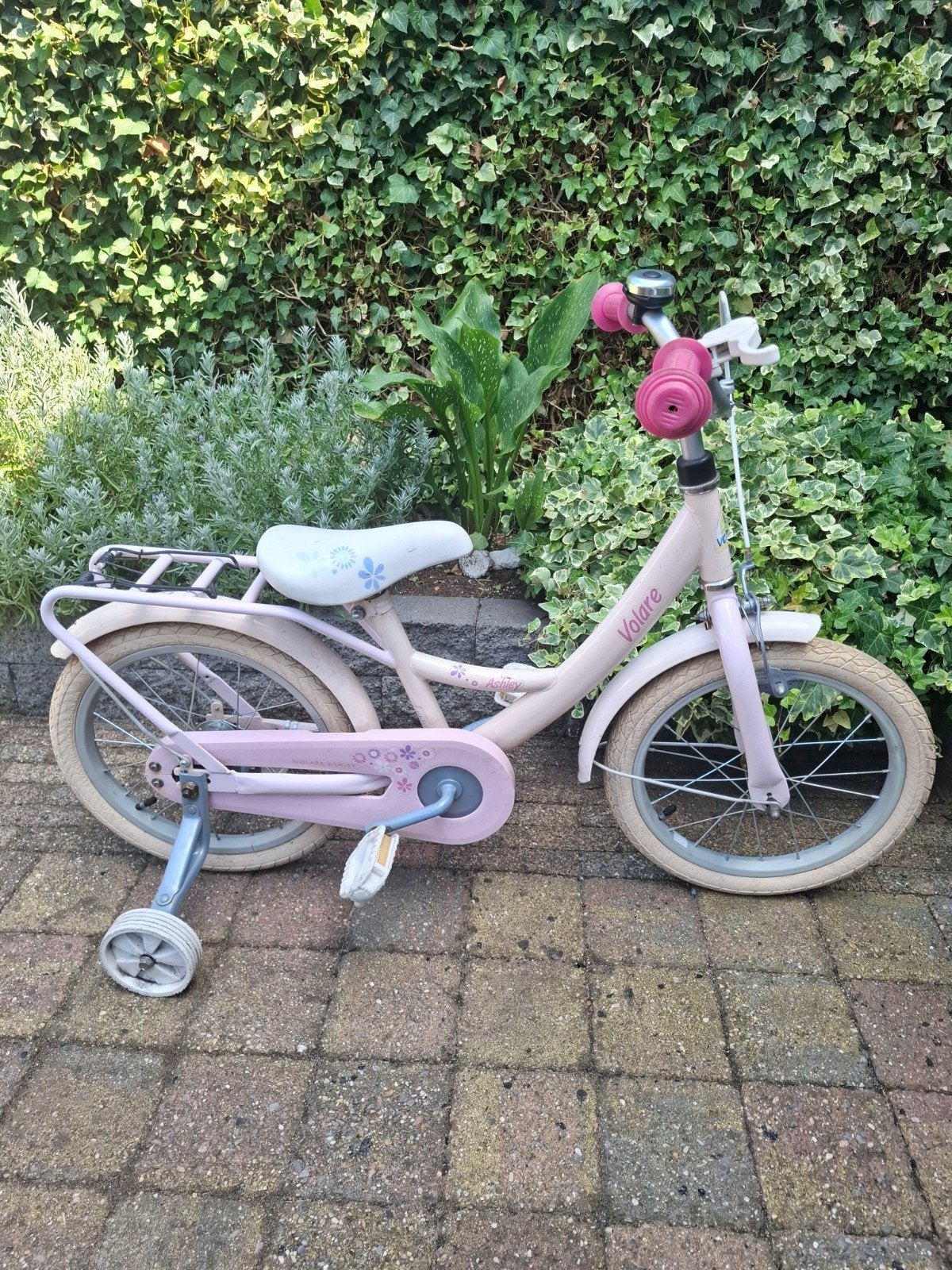 Volare Kinderfiets 16 inch - Roze met zijwieltjes, Ophalen, Terugtraprem, Zijwieltjes, Volare