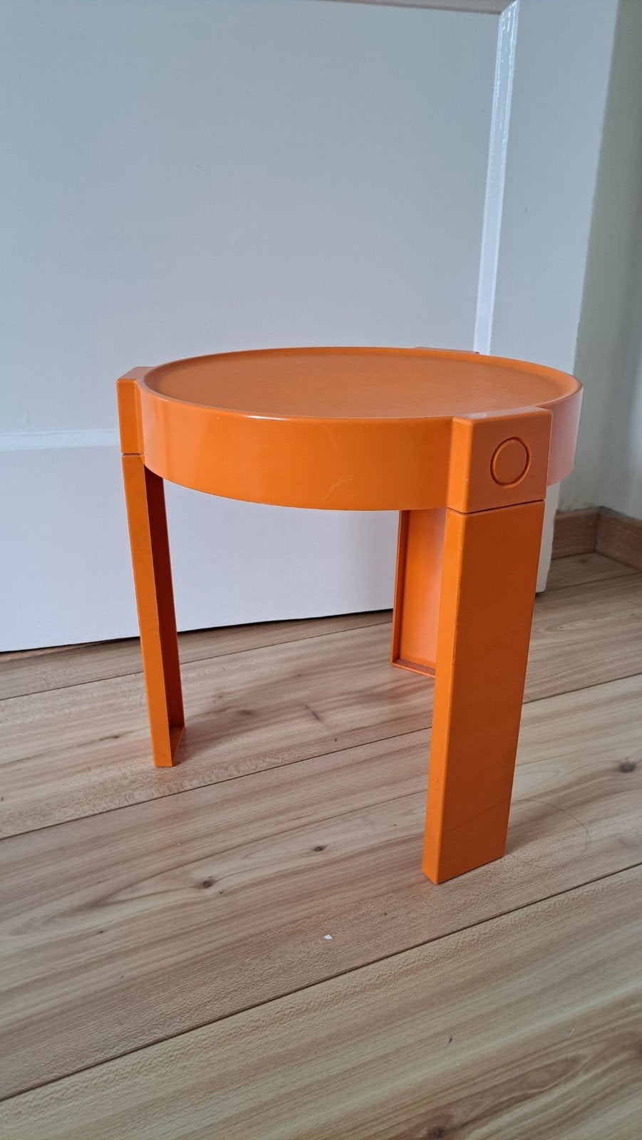 Vintage jaren 70 oranje bijzettafel - Prisunic, Verzamelen, Ophalen, Huis en Inrichting