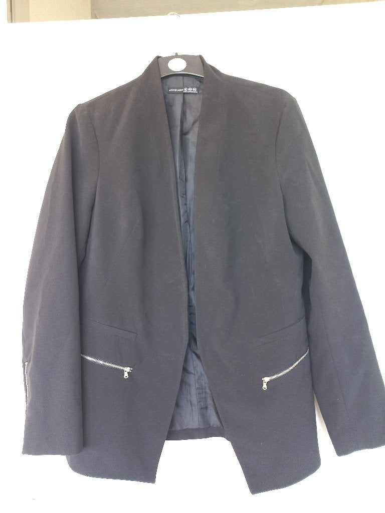 Zwarte, gevoerde, soepelvallende blazer met details, Atmosphere, Zwart, Maat 42/44 (L), Ophalen of Verzenden