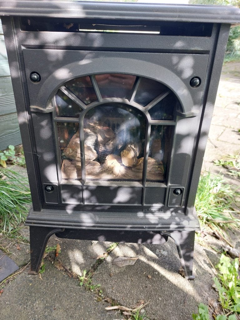 Leuke gaskachel met houtblok-effect, Ophalen, Gebruikt, Gas, Vrijstaand
